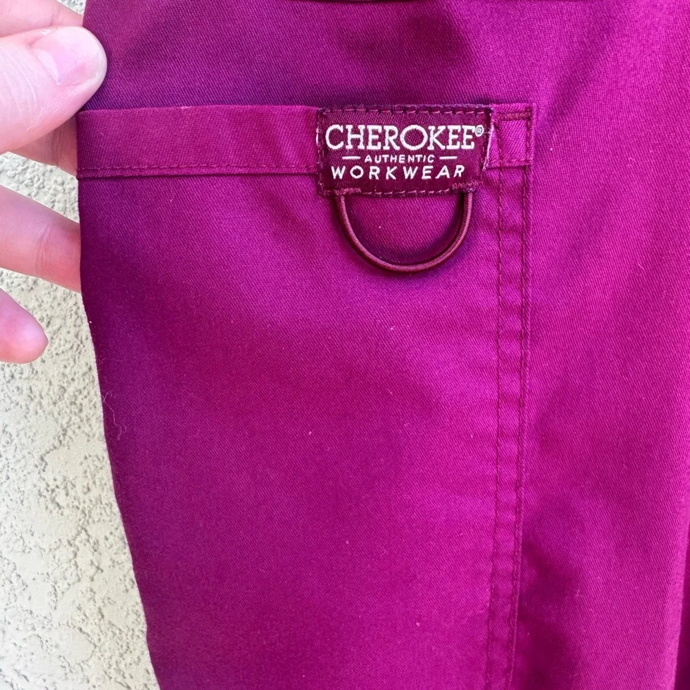 CHEROKEE AUTHENTIC WORKWEAR XL scrubs pink purple cargo pants straight leg - Picture 2 of 5